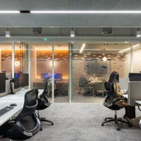 Double Glazed Edge Symmetry Door with Optima 117 Plus Single-glazed Partitions