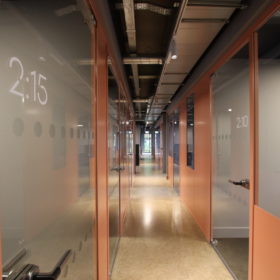 Project: Clockwise Wood Green | Shoreditch Edition Optima 117 Plus glass partitions with Axile Clarity door