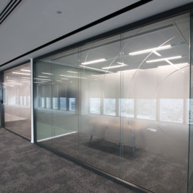 Project: EBRD | Products: Revolution 100 glass partition with Timber Door and Tech Panel