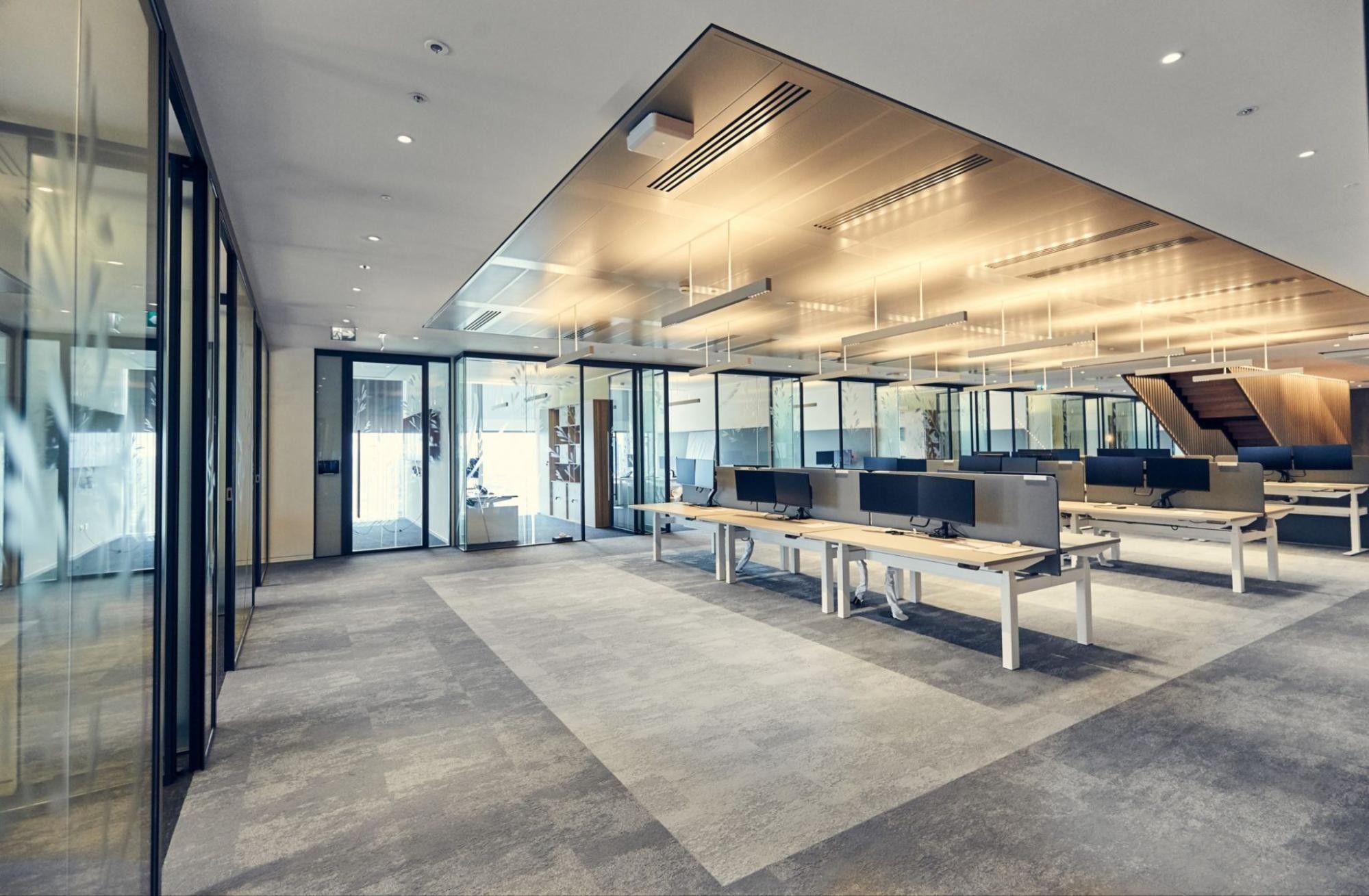 an amazing office space with open floor pan