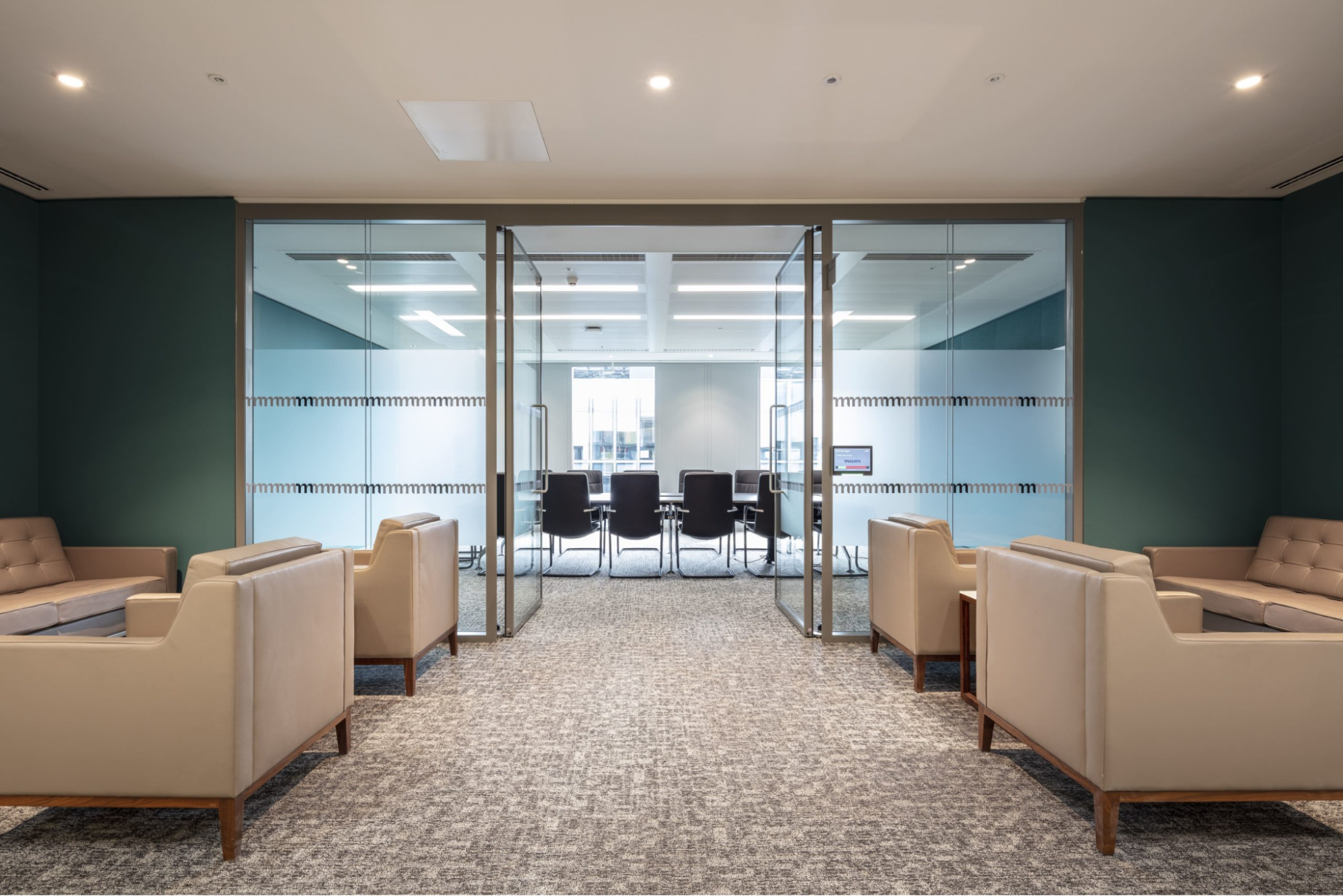 an image of double glass doors being used for an office glass door design