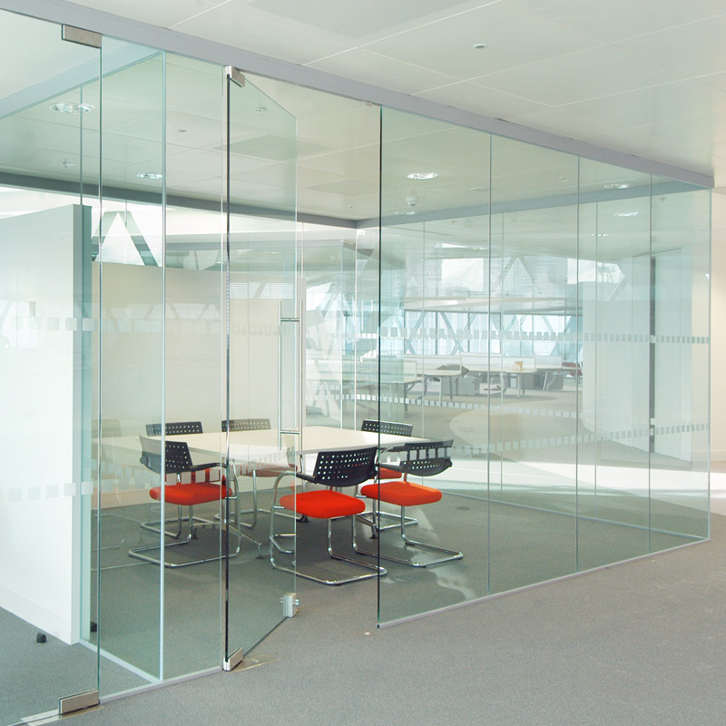 an image of frameless glass office door design