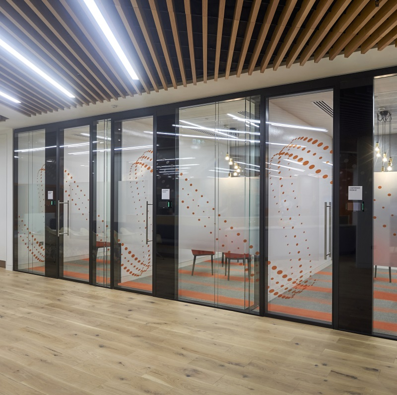 an image of office glass door designs with vibrant colors